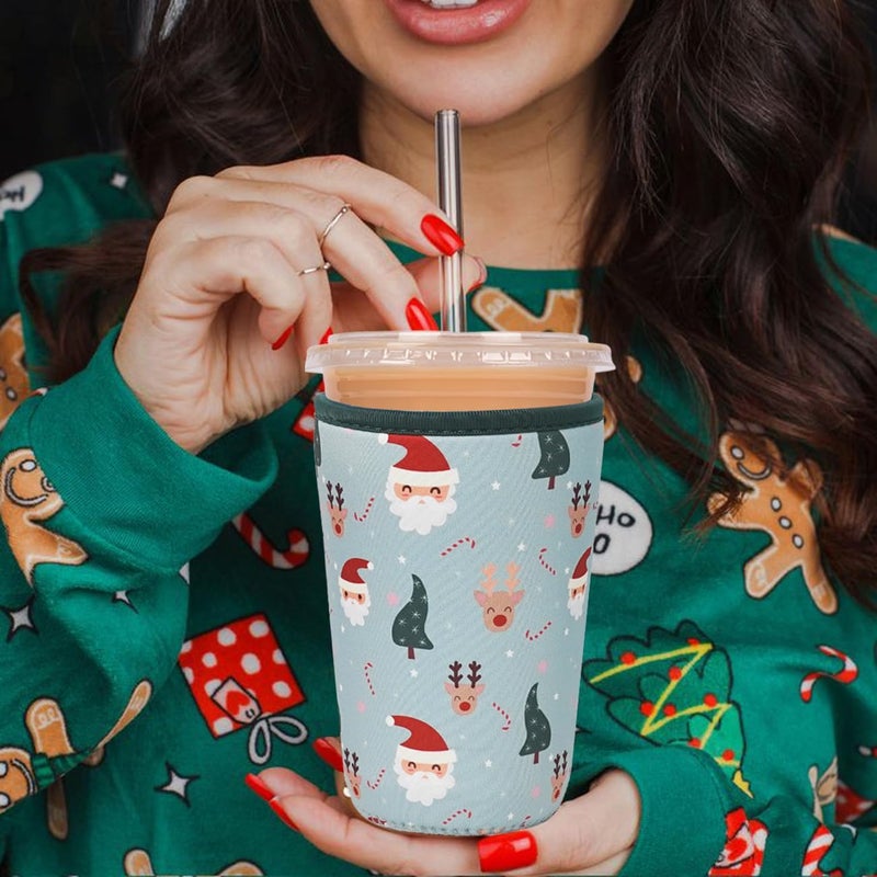 Haevola Christmas Gift for Women, Men, Grandkids, Xmas Iced Coffee Sleeve, Drink Sleeve for Cold & Hot Beverages, Reusable Cup Insulated Holder - Image 4